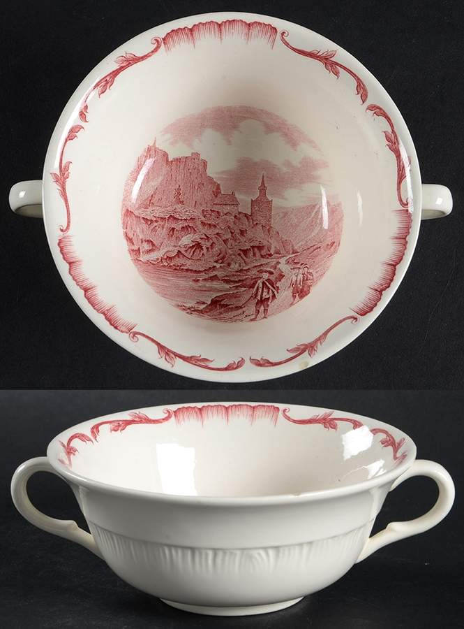 Salvator Red Flat Cream Soup Bowl by Wedgwood-1