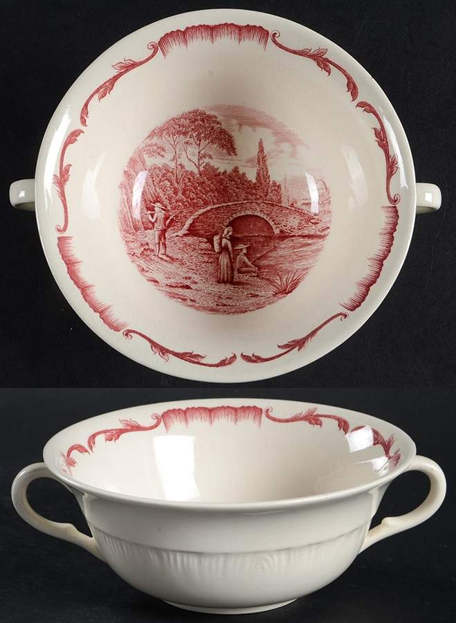 Salvator Red Flat Cream Soup Bowl by Wedgwood-1