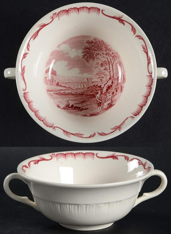 Salvator Red Flat Cream Soup Bowl by Wedgwood-1
