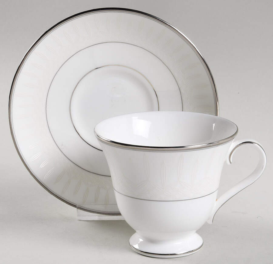 Lismore Platinum Footed Cup & Saucer Set by Waterford China-1
