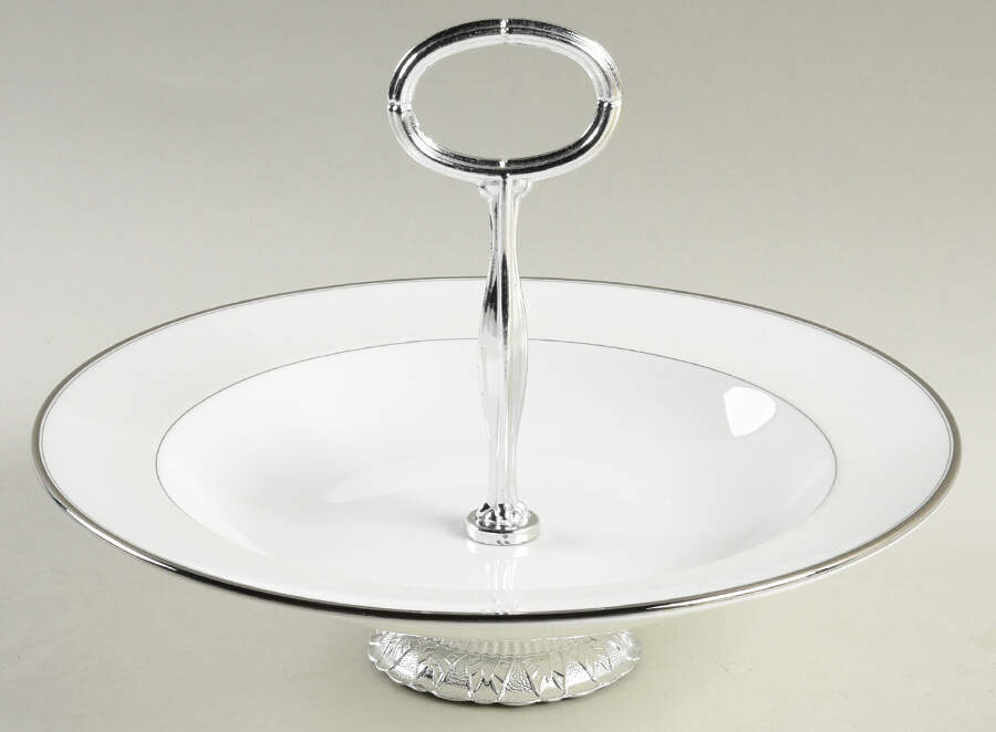 Lismore Platinum 6"-7" Handled Footed Nut Dish HC by Waterford China-1