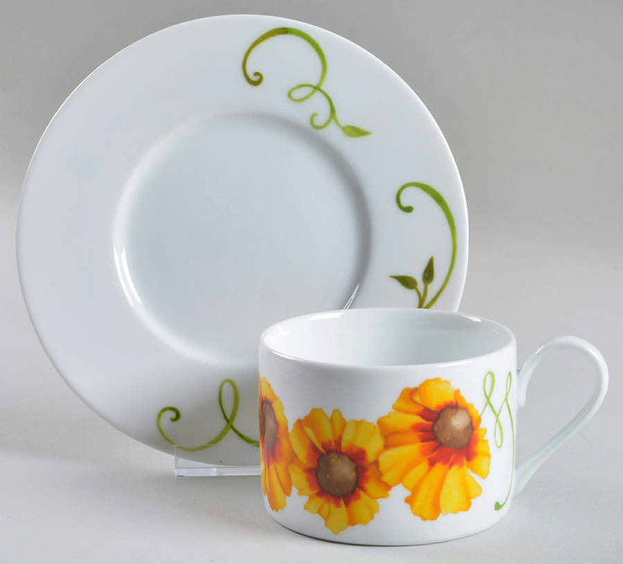 Lyrical Blooms Flat Cup & Saucer Set by Westbury Court-1
