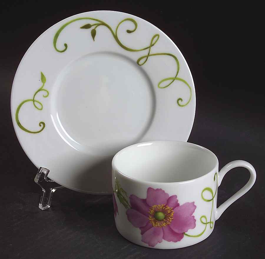 Lyrical Blooms Flat Cup & Saucer Set by Westbury Court-1