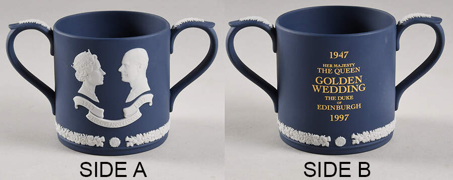 Queen Elizabeth on Royal Blue Jasperware Loving Cup by Wedgwood-1