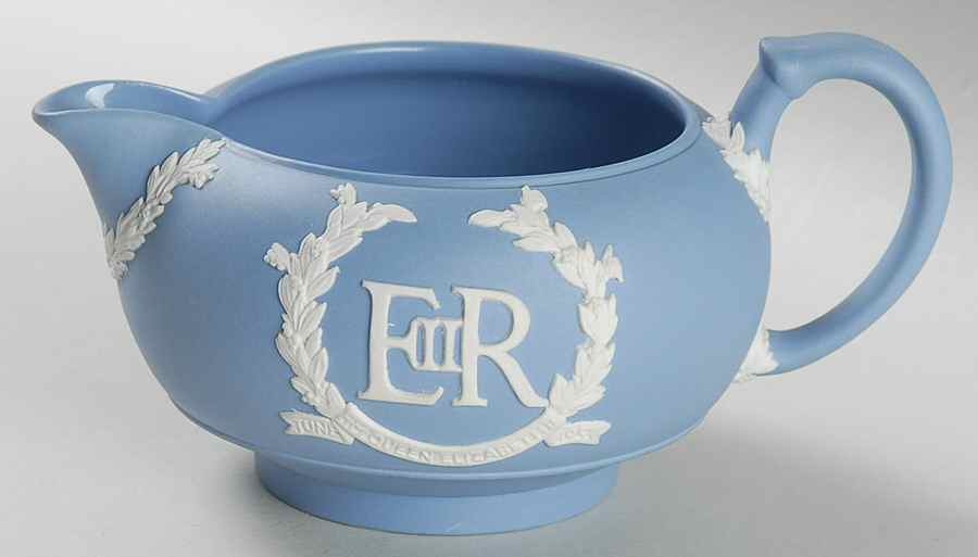 Queen Elizabeth II on Lavender Jasperware Creamer by Wedgwood-1
