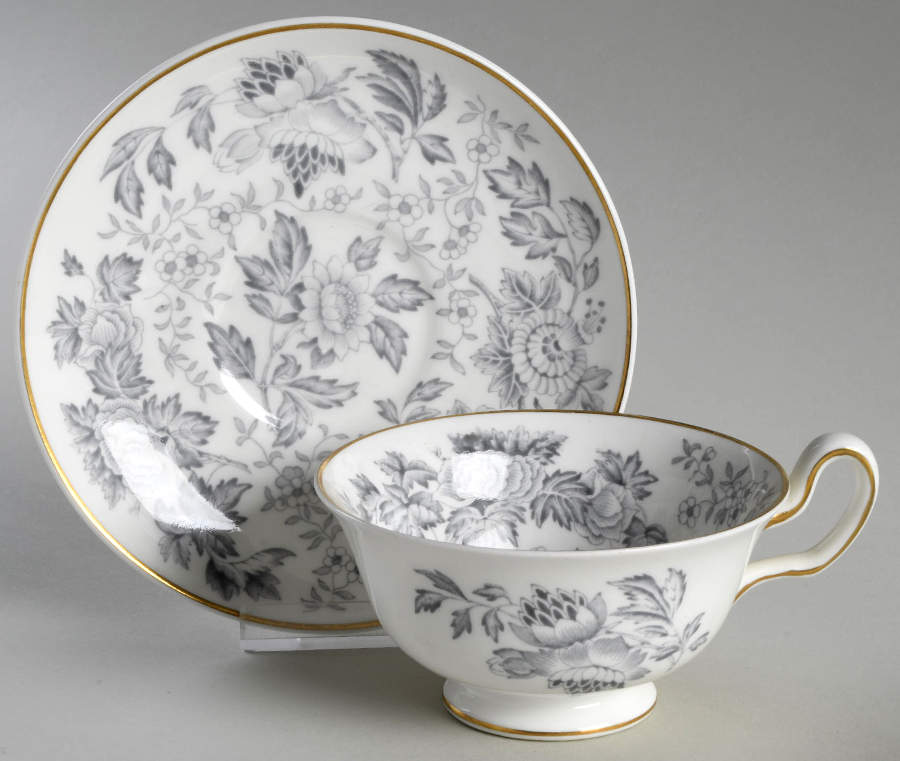 Avon Gray (Gold) Flat Cup & Saucer Set by Wedgwood-1