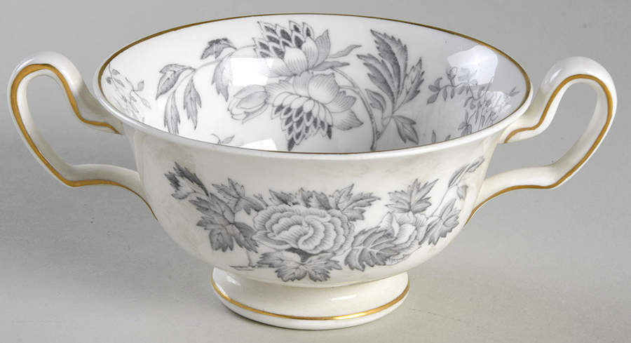 Avon Gray (Gold) Footed Cream Soup Bowl by Wedgwood-1
