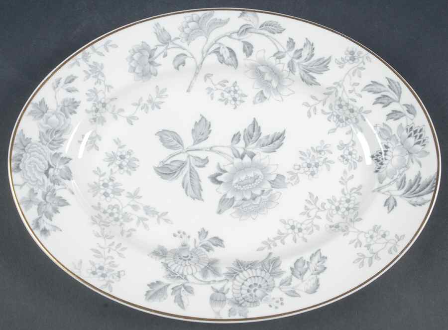 Avon Gray (Gold) 11" Oval Serving Platter by Wedgwood-1