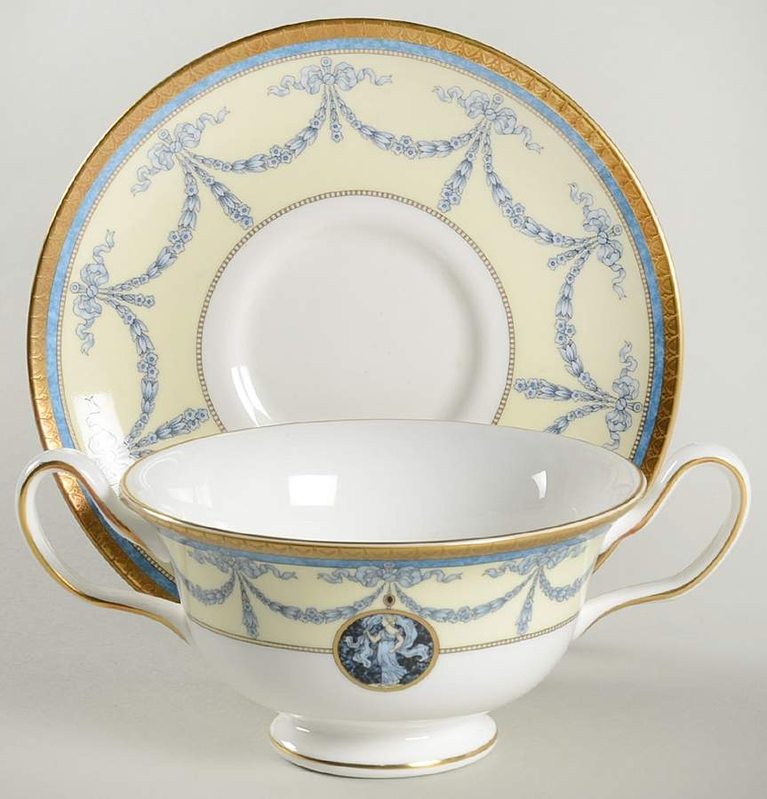 Madeleine Footed Cream Soup Bowl & Saucer Set by Wedgwood-1