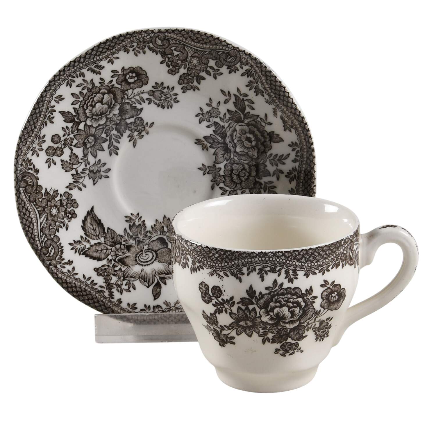 Asiatic Pheasant Black Flat Demitasse Cup & Saucer Set by Wedgwood-1
