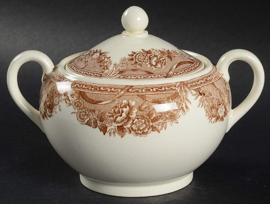 Salem College Brown Sugar Bowl & Lid by Wedgwood-1