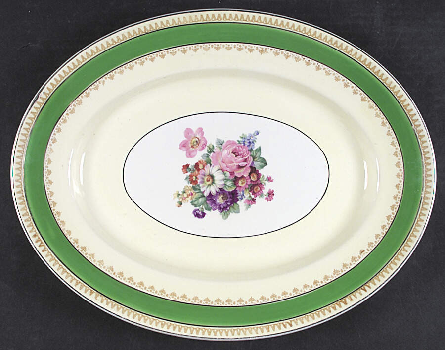 Sherborne Green 14" Oval Serving Platter by Wood & Sons-1