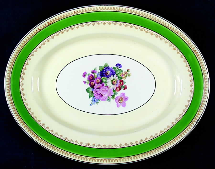 Sherborne Green 14" Oval Serving Platter by Wood & Sons-1