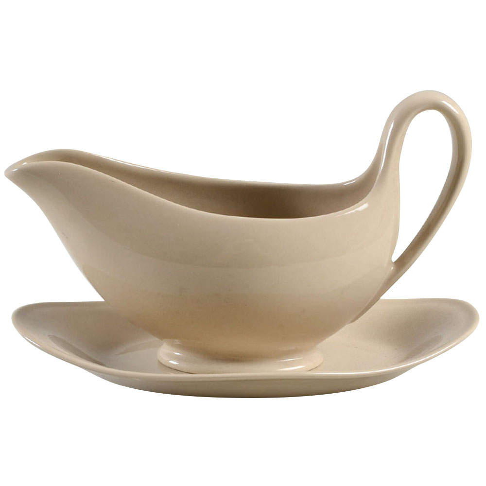 Drabware (Newer) Gravy Boat & Underplate/Relish by Wedgwood-1