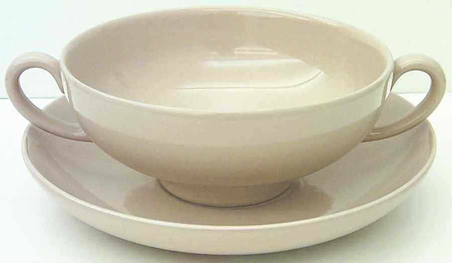Drabware (Newer) Flat Cream Soup Bowl & Saucer Set by Wedgwood-1