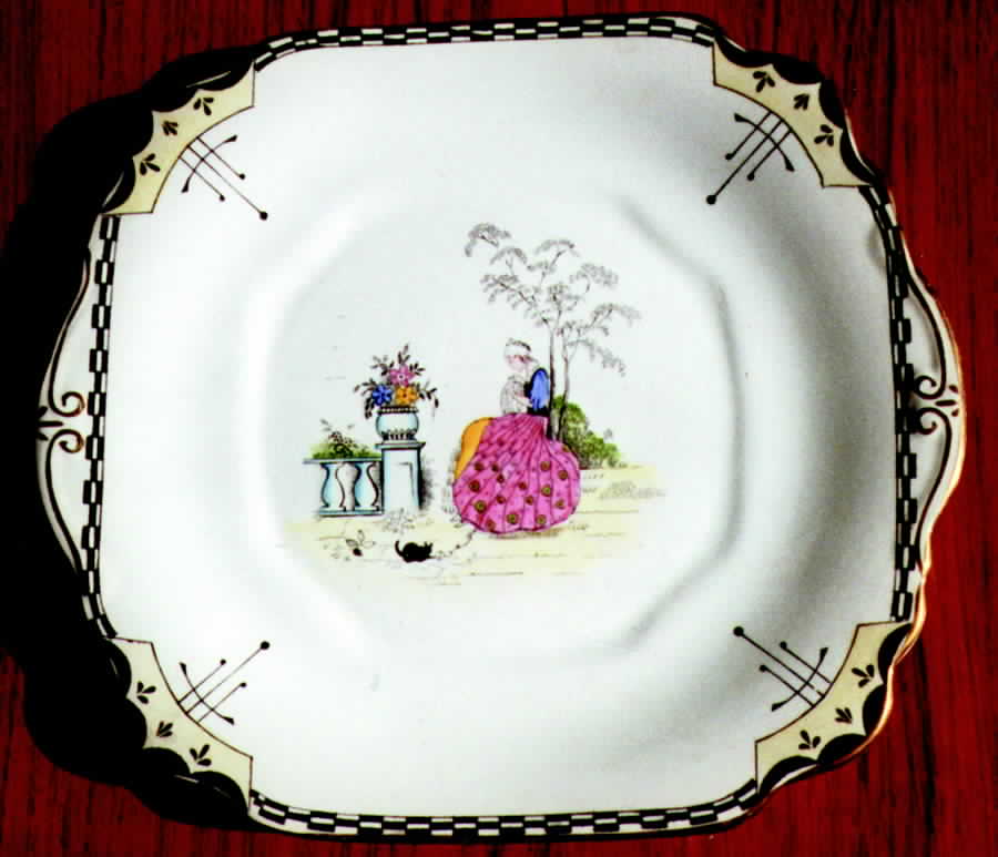5489 Square Handled Cake Plate by Wellington (England)-1