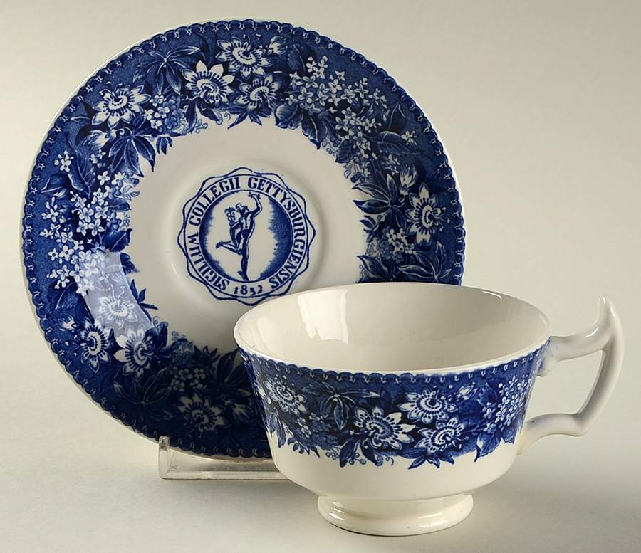 Gettysburg College Blue Footed Cup & Saucer Set by Wedgwood-1