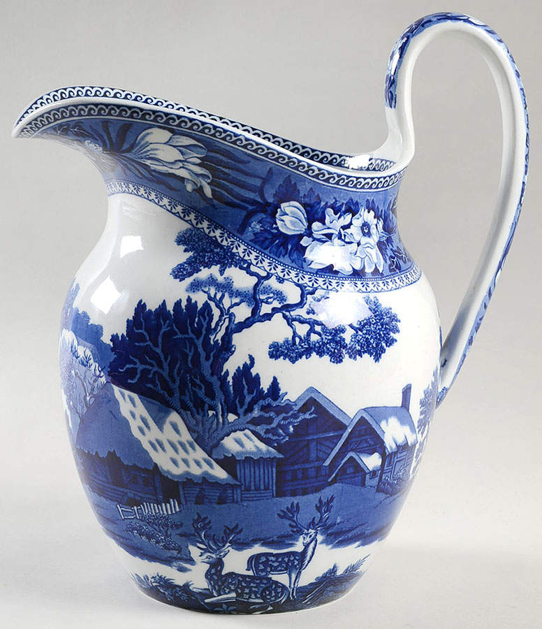 Fallow Deer Blue (No Trim) 128 Oz Pitcher and Bowl, Pitcher Only by Wedgwood-1