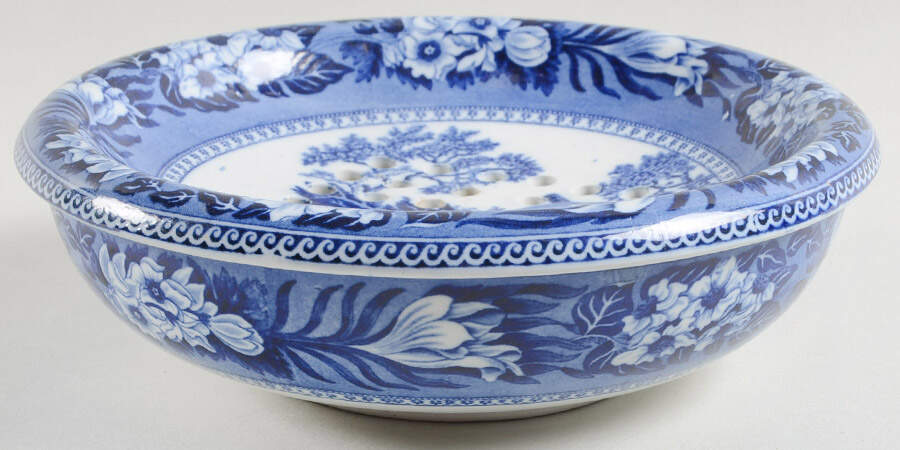 Fallow Deer Blue (No Trim) 2-Piece Soap Dish (Bowl and Strainer) by Wedgwood-1