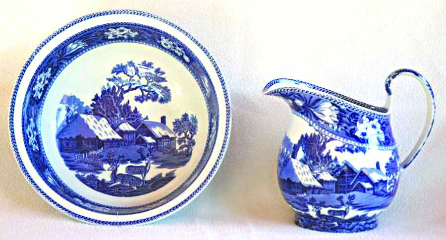 Fallow Deer Blue (No Trim) 64 Oz Pitcher and Bowl Set by Wedgwood-1