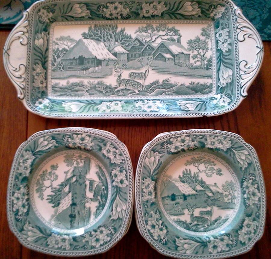 Fallow Deer Blue (No Trim) Large Sandwich Tray by Wedgwood-1