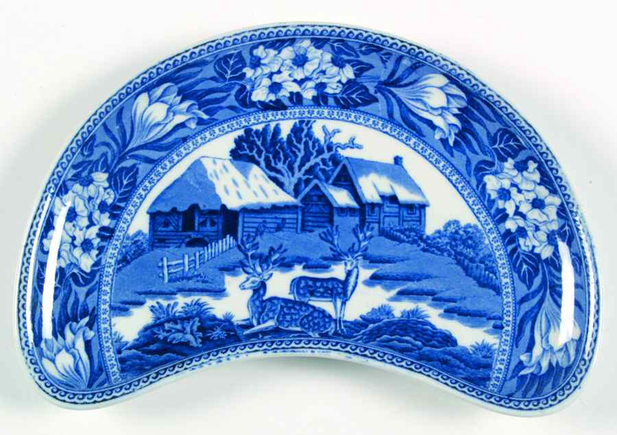 Fallow Deer Blue (No Trim) Crescent Salad Plate by Wedgwood-1
