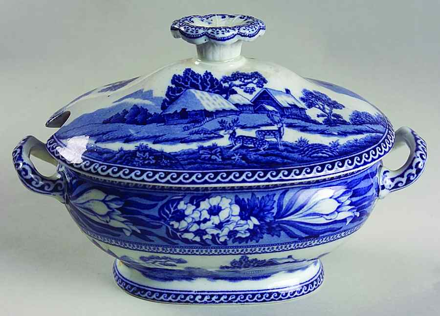 Fallow Deer Blue (No Trim) Sauce Boat & Lid by Wedgwood-1