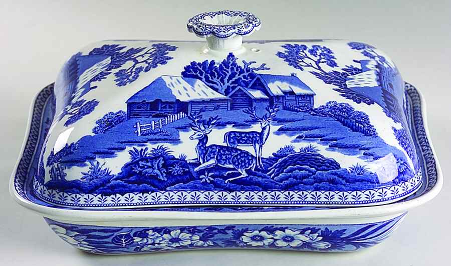 Fallow Deer Blue (No Trim) Rectangular Covered Vegetable by Wedgwood-1