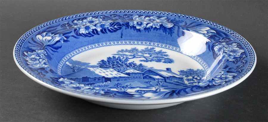 Fallow Deer Blue (No Trim) Large Rim Soup Bowl by Wedgwood-1