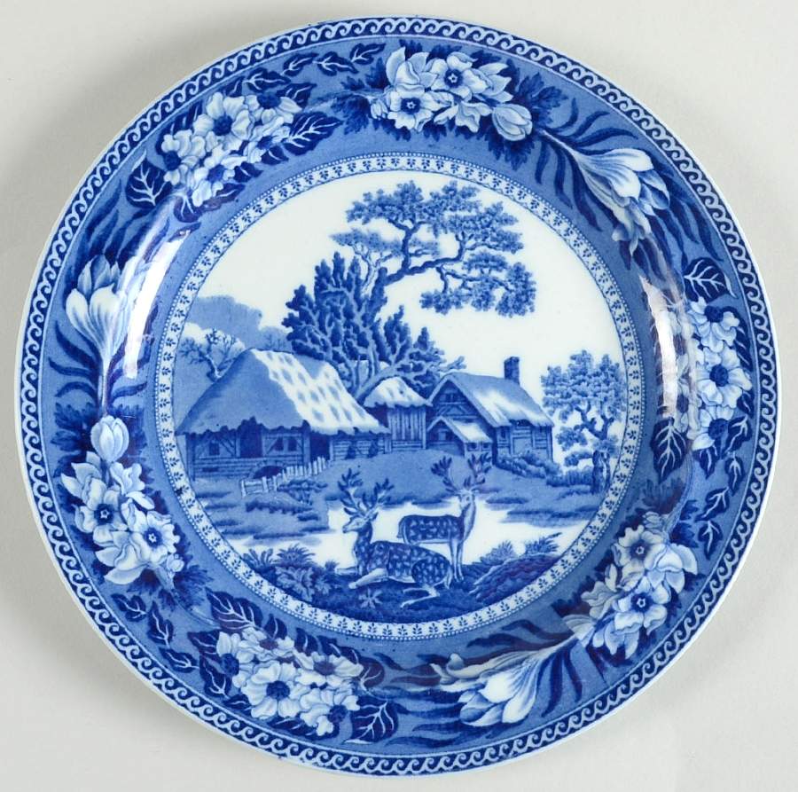 Fallow Deer Blue (No Trim) Luncheon Plate by Wedgwood-1