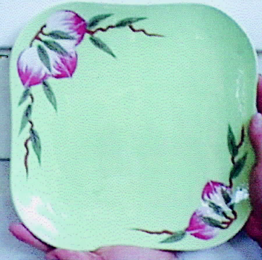 Malay Mango Pink and Celadon Dinner Plate by Weil Ware-1