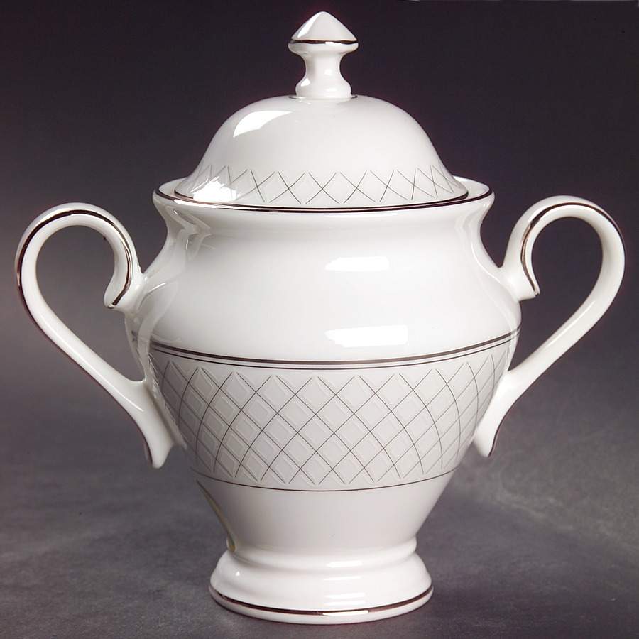 Crosshaven Platinum Sugar Bowl & Lid by Waterford China-1