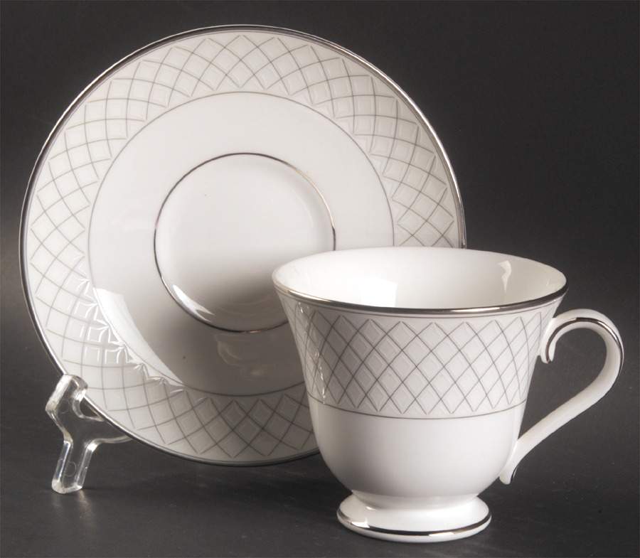 Crosshaven Platinum Footed Cup & Saucer Set by Waterford China-1