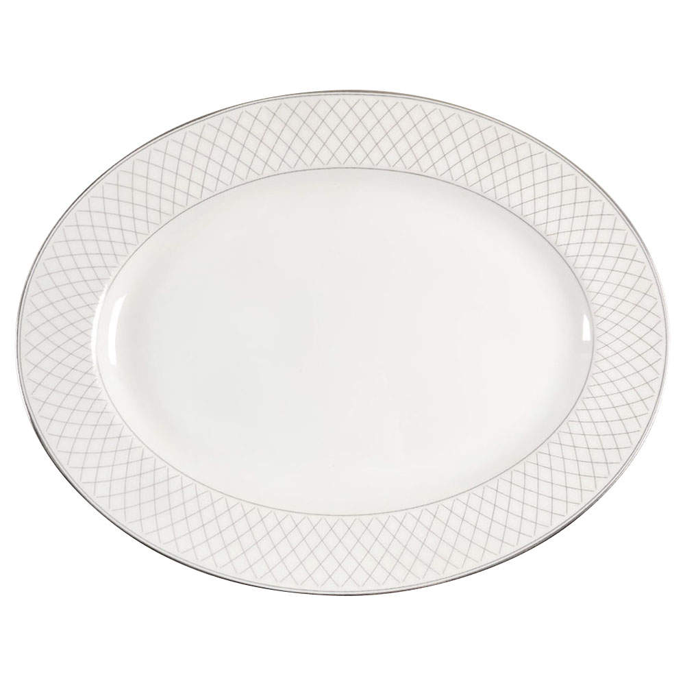 Crosshaven Platinum 15" Oval Serving Platter by Waterford China-1