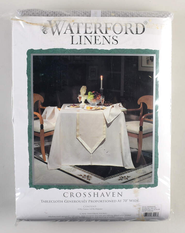 Crosshaven Platinum 70" X 144" Oblong Tablecloth by Waterford China-1