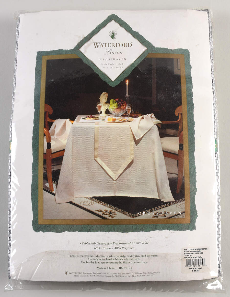 Crosshaven Platinum 90" Round Tablecloth by Waterford China-1