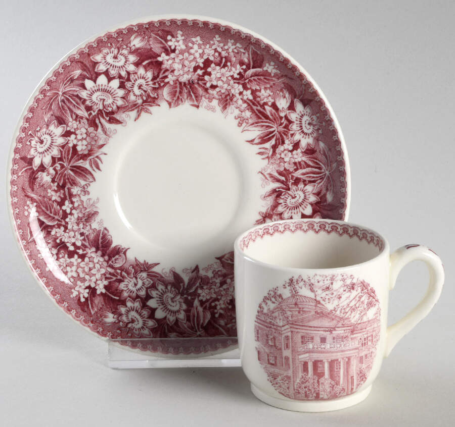 Longwood College Mulberry Flat Demitasse Cup & Saucer Set by Wedgwood-1