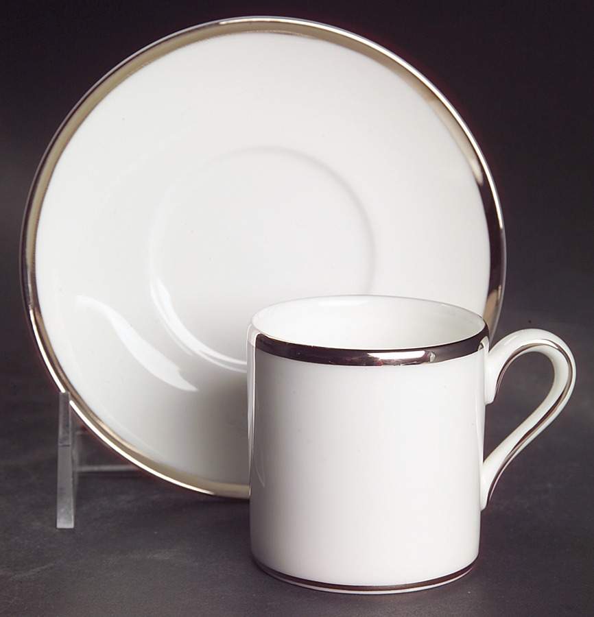 Sterling Bond Shape Demitasse Cup and Saucer Set by Wedgwood-1