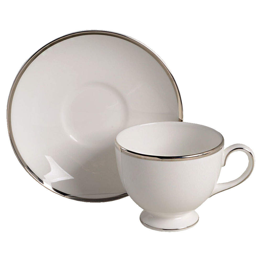 Sterling Footed Cup & Saucer Set by Wedgwood-1