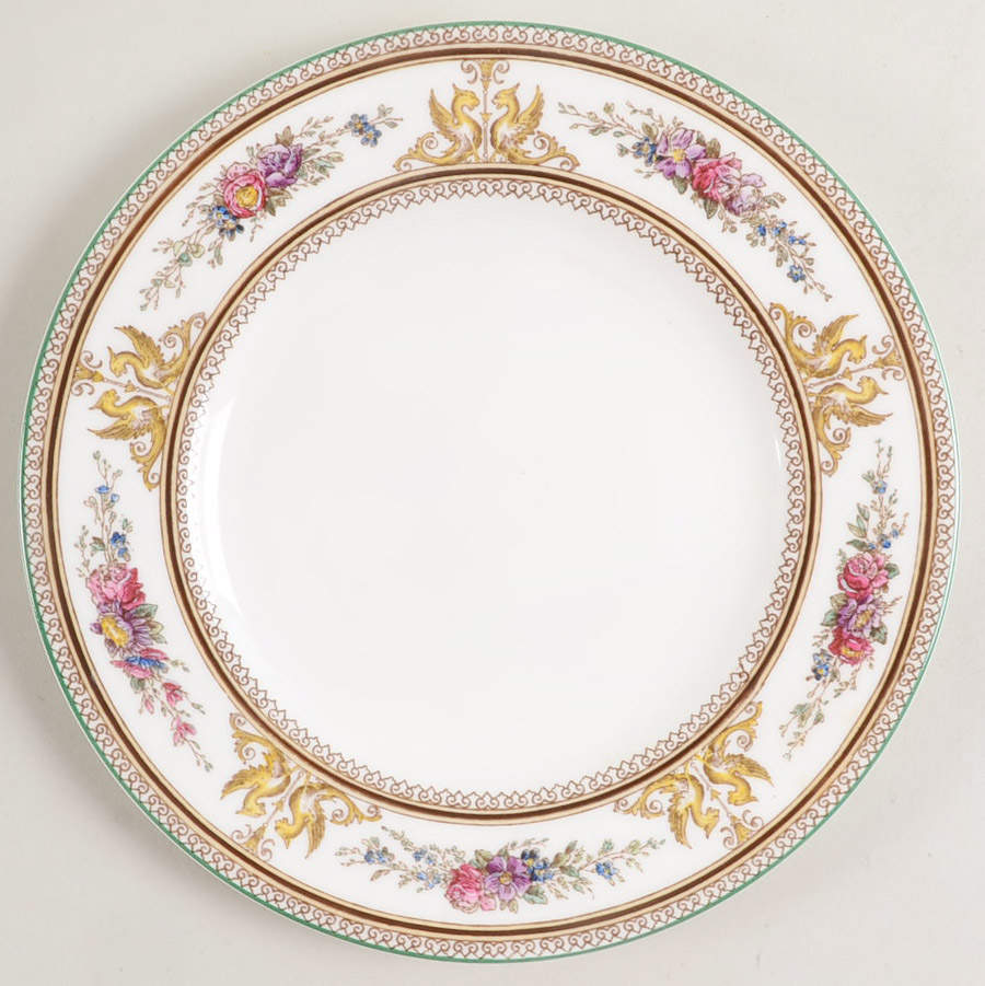 Columbia White (No Medallion, Green Trim) Salad Plate by Wedgwood-1