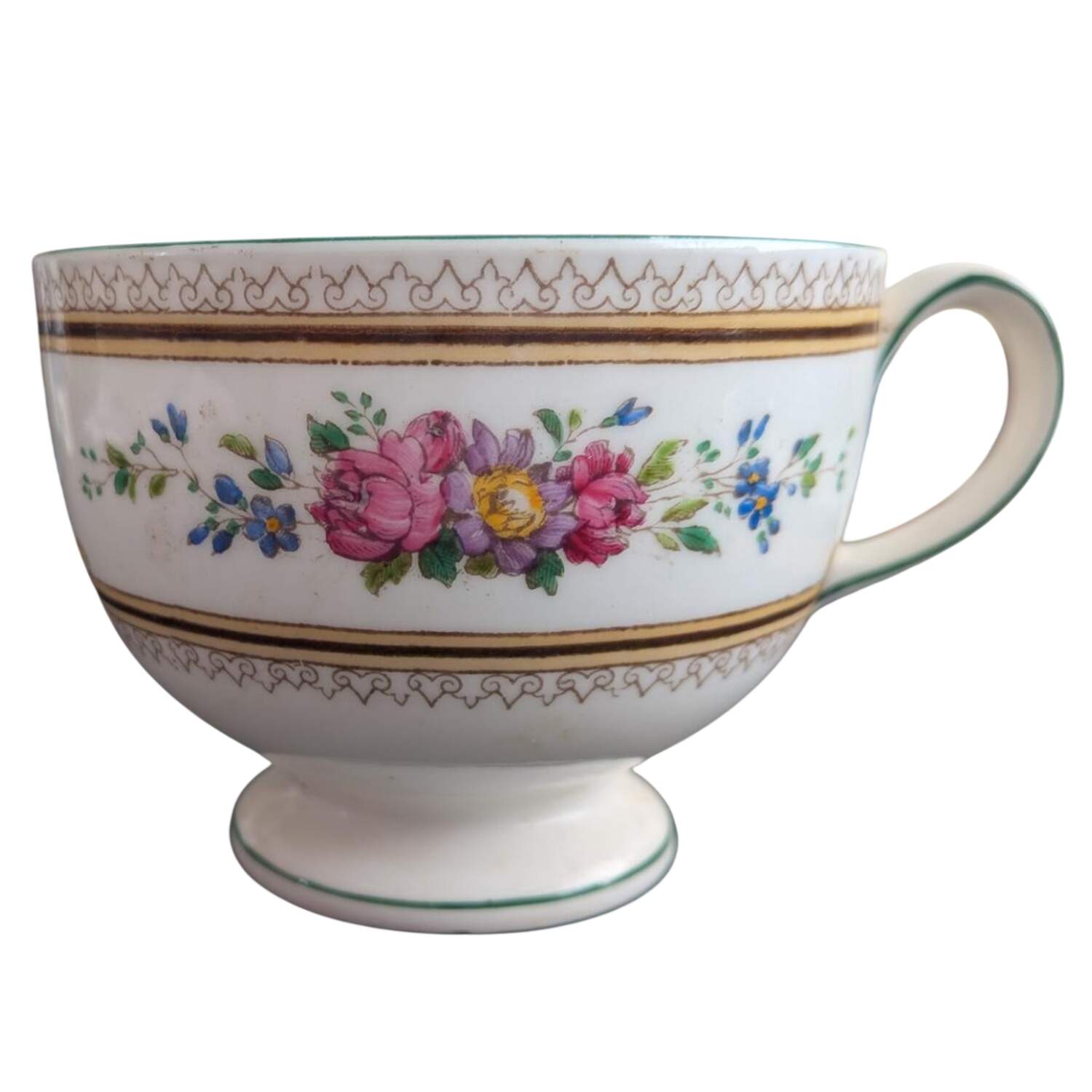 Columbia White (No Medallion, Green Trim) Footed Cup by Wedgwood-1