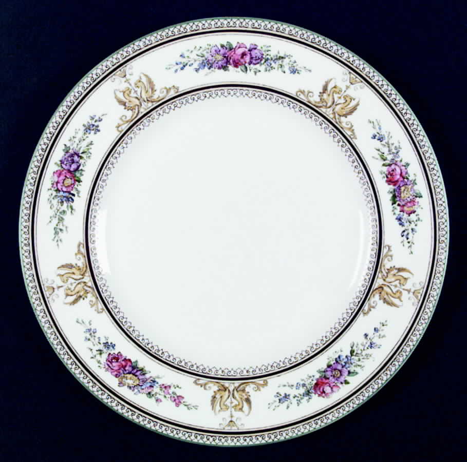 Columbia White (No Medallion, Green Trim) Dinner Plate by Wedgwood-1