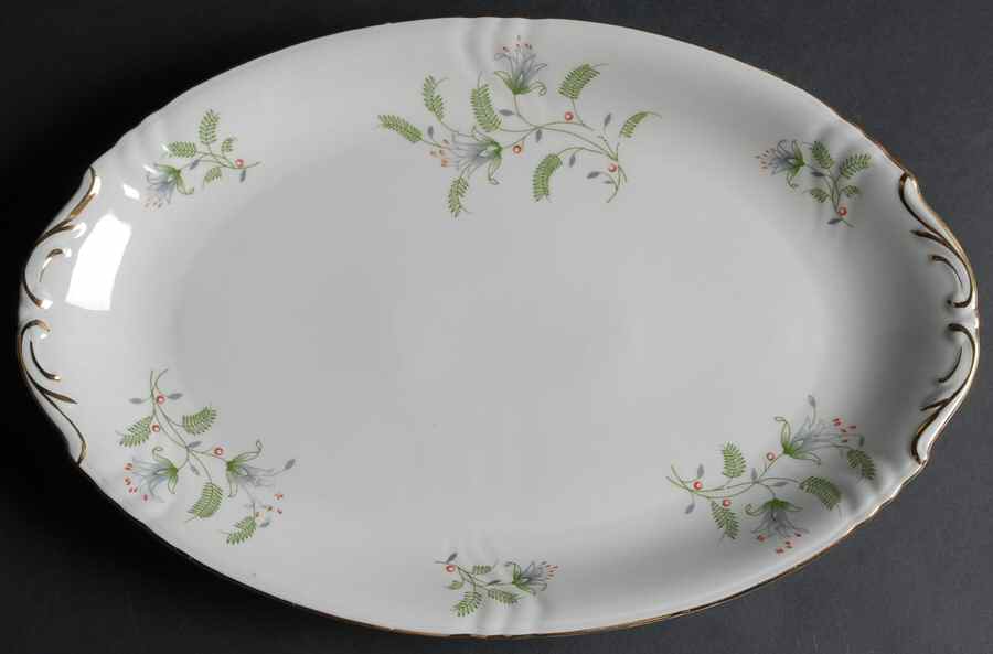B. Fern (Swirl Rim) 15" Oval Serving Platter by Winterling - Bavaria-1