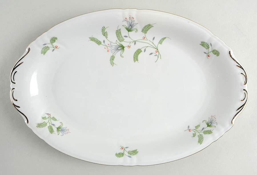 B. Fern (Swirl Rim) 13" Oval Serving Platter by Winterling - Bavaria-1