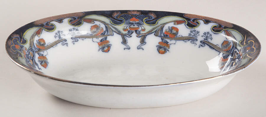 Iris Blue Multicolor 10" Oval Vegetable Bowl by Arthur J Wilkinson-1