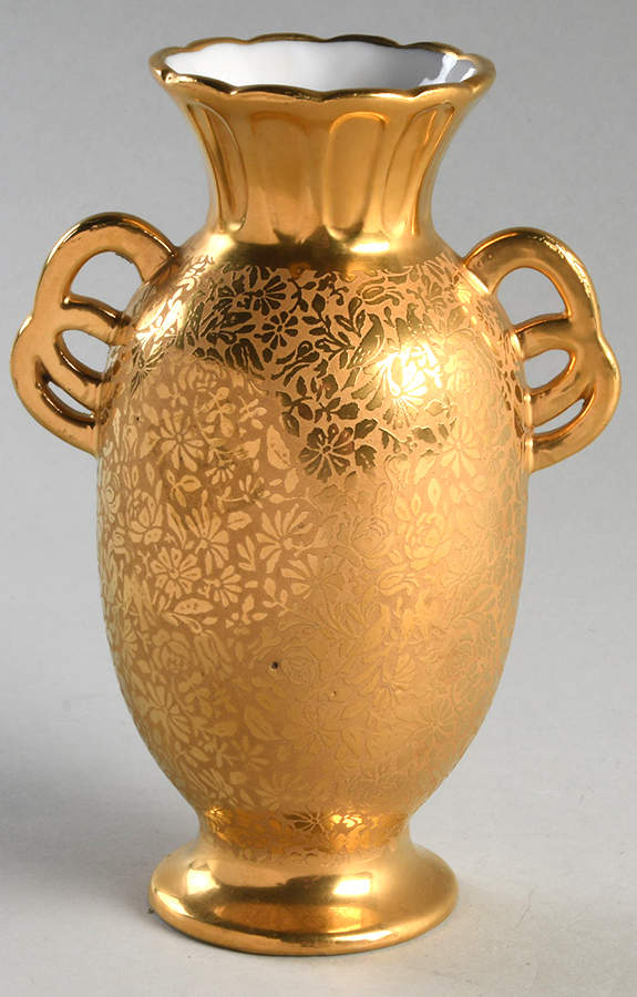 Doves, Roses and Daisies 6" Handled Vase by Wheeling Decorating-1