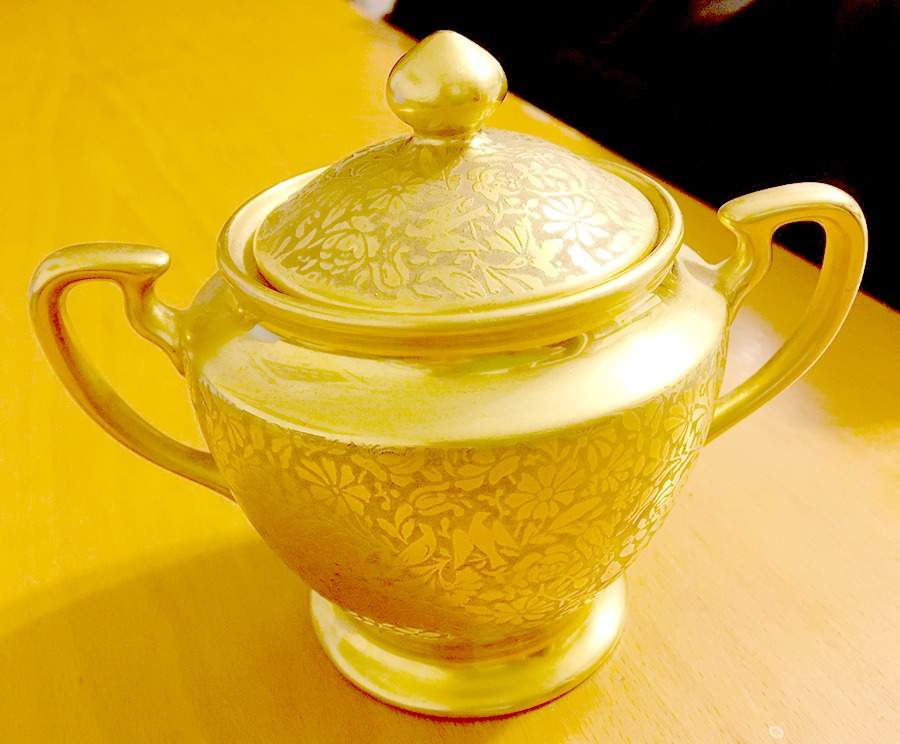 Doves, Roses and Daisies Sugar Bowl & Lid by Wheeling Decorating-1