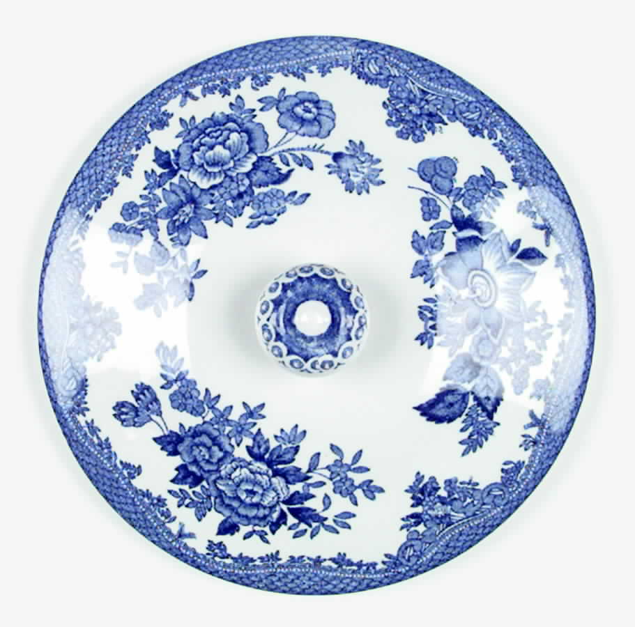 Cottage Rose Blue Round Covered Vegetable by Wedgwood-1
