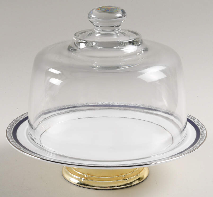 Seville 6 1/2"-7 1/2" Footed Cheese Plate w/ Glass Dome HC by Wedgwood-1
