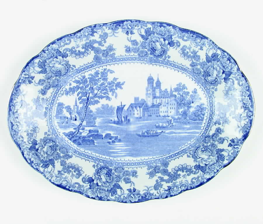 Togo (Transferware, Gold) 14" Oval Serving Platter by F Winkle-1
